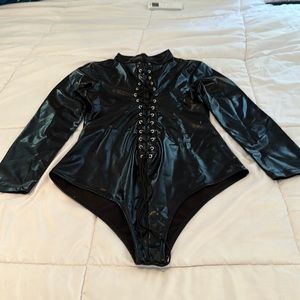 Black Slick bodysuit Large